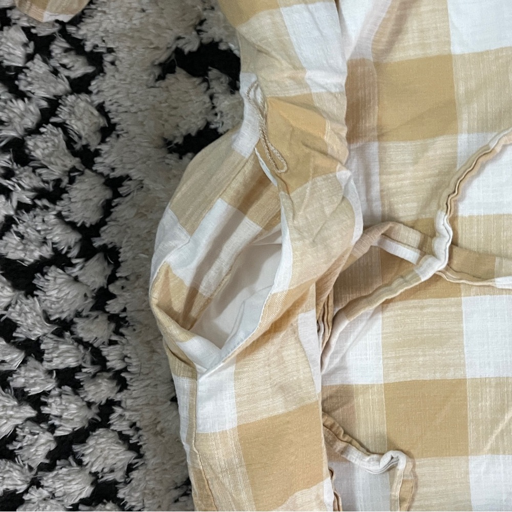 Who What Wear Tan & White Plaid Tie Waist Mini Dress XS Resortcore Cottagecore - Picture 4 of 6